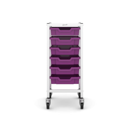 Gratnells Science Bench Single Trolley White with Purple Trays