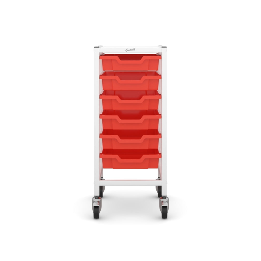 Gratnells Science Bench Single Trolley White with Orange Trays