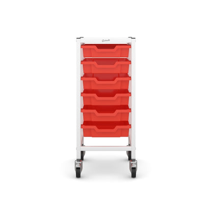 Gratnells Science Bench Single Trolley White with Orange Trays