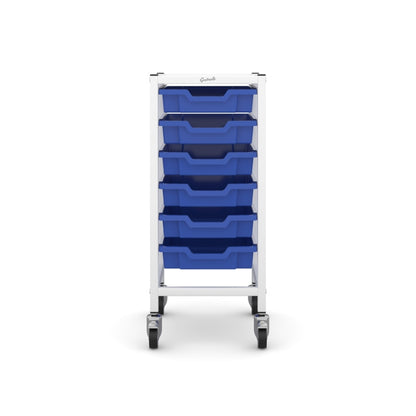 Gratnells Science Bench Single Trolley White with Royal Blue Trays