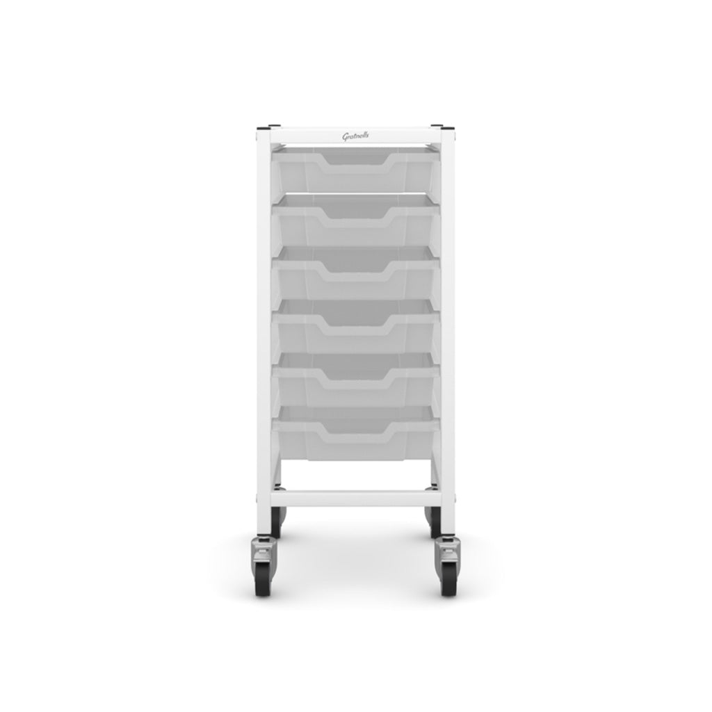 Gratnells Science Bench Single Trolley White with Translucent Trays
