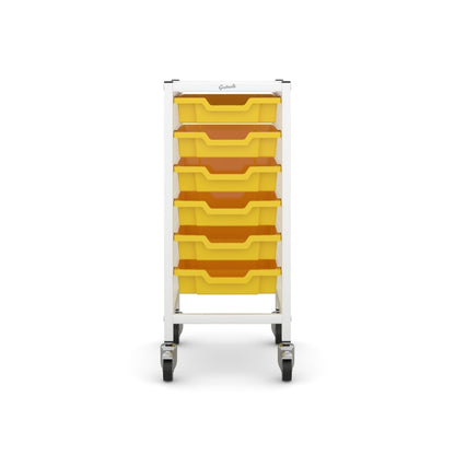 Gratnells Science Bench Single Trolley White with Yellow Trays