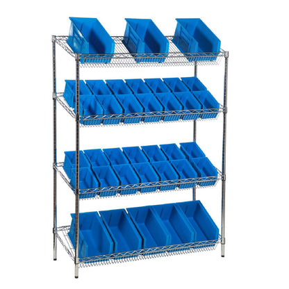 Set of sloping wire shelves