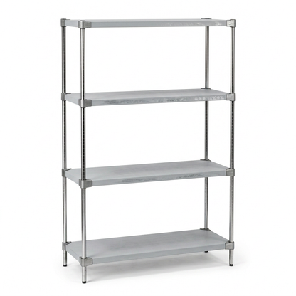 Eclipse 4 tier solid galvanised steel shelving unit, 1820mm high, for stores and ESD use