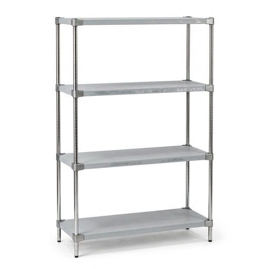 Eclipse 4 tier solid galvanised steel shelving unit, 1820mm high, for stores and ESD use